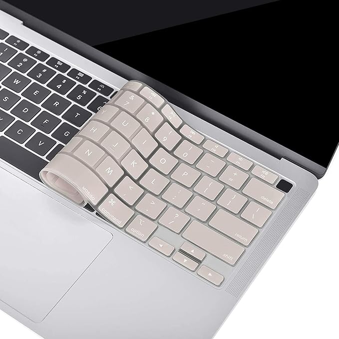 MOSISO Keyboard Cover Compatible with MacBook Air 13 inch 2022 2021 2020 Release A2337 M1 A2179 Retina Display with Touch ID Backlit Magic Keyboard, Waterproof Protective Silicone Skin, Rock Gray