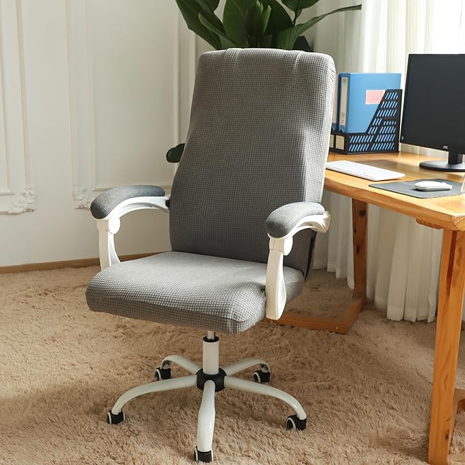 FORCHEER Large Office Chair Covers Stretchable XL Office Chair Cover, Big and Tall Computer Chair Covers (Large,Light Grey)