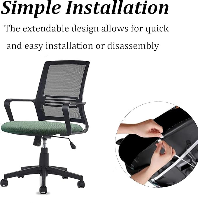 One Stretch Office Chair Cover, Universal Elastic Computer Desk Seat Slipcover, Washable Removable Protective Cover for Rotating Swivel Chair, Anti-Dust(Green)