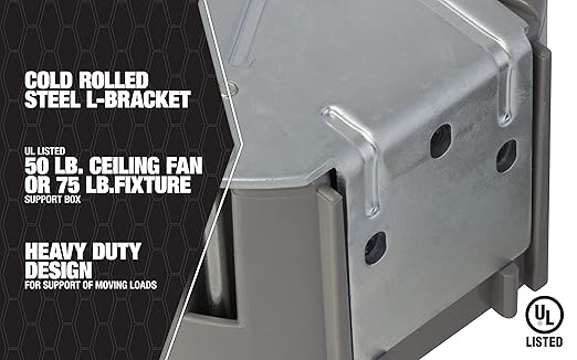 Southwire Electrical Box for Ceiling Fan, Light Fixture, 50lb Ceiling Fan and 75lb Light Fixture Support, Depth Adjustable, Gray, MSBFAN (Pack of 10)