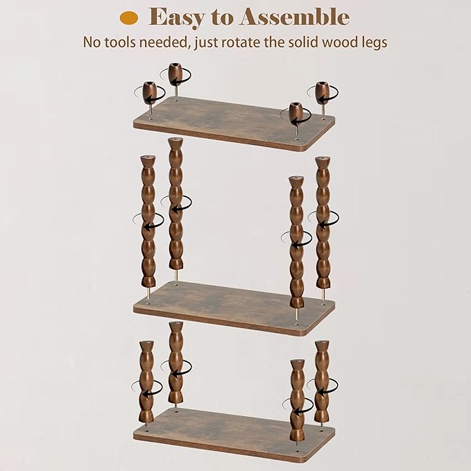 dreampossible Narrow Side Table 3-Tier, Skinny End Table with Solid Wood Legs for Small Spaces, Slim Console Table Nightstand for Living Room Bedroom Sofa Gap, Thin Bedside Table with Storage Shelf