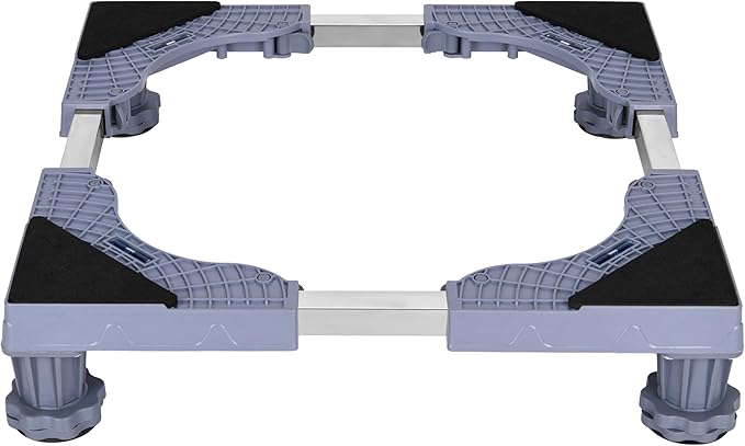 Mini Fridge Stand Adjustable Furniture Mover Mobile Roller Multi-Functional Base for Washing Machine, Dryer, Refrigerator, Laundry Pedestal 4 Strong Feet (4 Feet Grey)