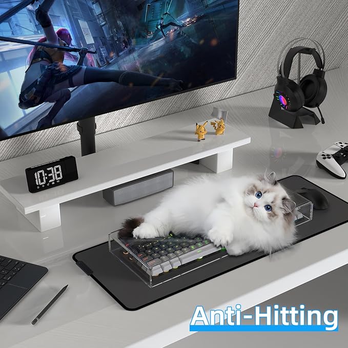 Attack Shark KC04 Acrylic Clear Transparent Keyboard Cover(17.4 * 6.5 * 1.89 inch) with Dustproof Waterproof Anti-hit Anti-cat Protective Case for Standard 104Key Mechanical Gaming Keyboard