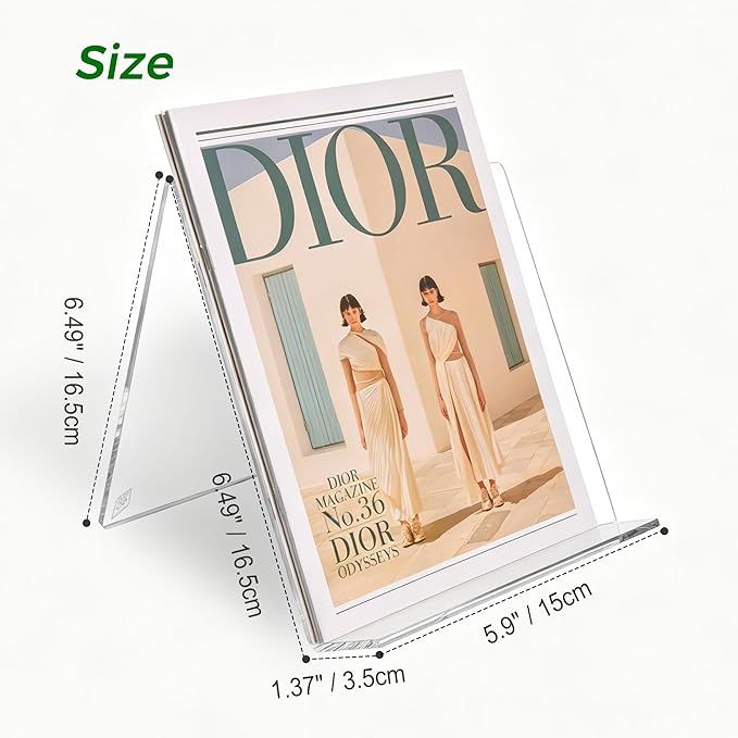 Acrylic Book Stand, Book Display Holder 6 x 8, Clear Acrylic Display Easel Transparent Display Stand Holder Tablet Holder for Album, CD, Magazine, Picture, Plate, Artworks, Phone, Tablet