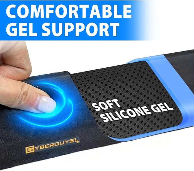 Cyberguys! Gel Keyboard Wrist Rest, Ergonomic Keyboard Pad Wrist Support with Soft Lycra Surface, Non-Slip PU Base, Comfortable Typing Support for Office, Gaming & Laptop Use