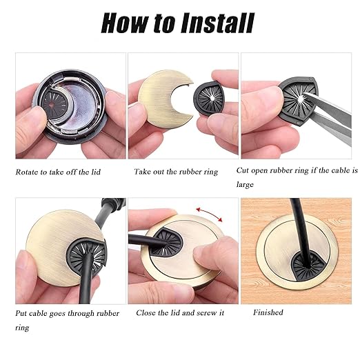TuTuYa 2PCS Desk Grommet, Bronze Desk Grommet 3-1/6inch(80mm) Desk Cable Grommet Desk Cable Hole Covers with Hole Saw, Ideal Solution for Office and Home Table Cable (Bronze,3-1/6inch)