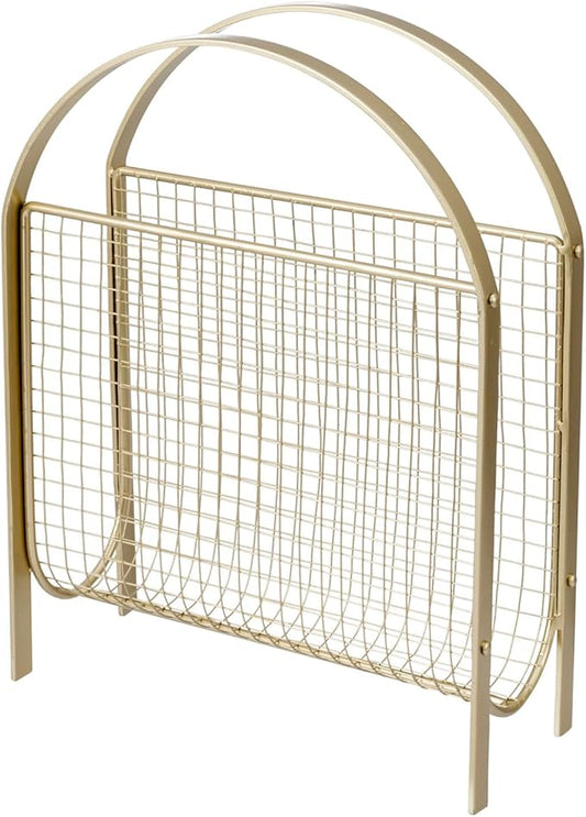 MyGift Magazine Rack, Floor Freestanding Magazine Holder for Bathroom Bedroom Office, Books Newspapers File Mail Organizer, Mid Century Modern Decor Wire Storage for Tablets and Documents