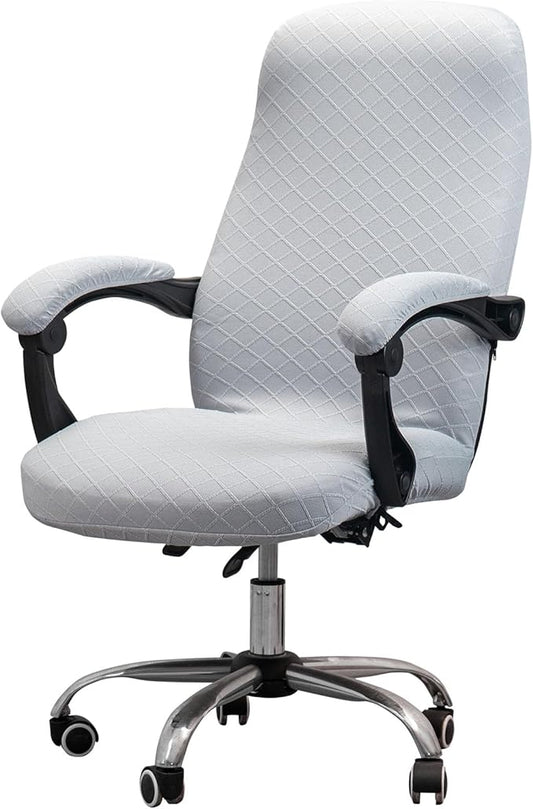 Melaluxe Office Chair Cover with Armrest Covers， Universal Stretch Desk Chair Cover, Computer Chair Slipcovers (Size: L) - Light Gray