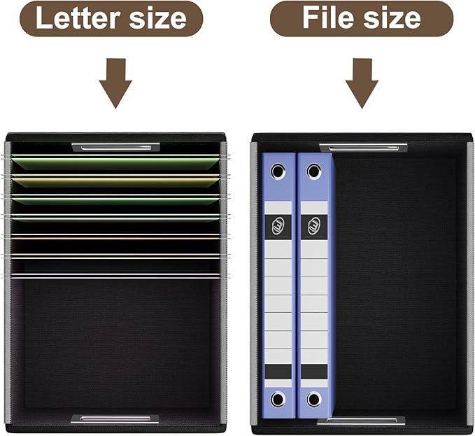 File Organizer Boxes with Lids, Collapsible Faux Leather Hanging File Folder Box Organizer with Plastic Slide, Decorative Home/Office Filing System Boxes for File and Folders Storage