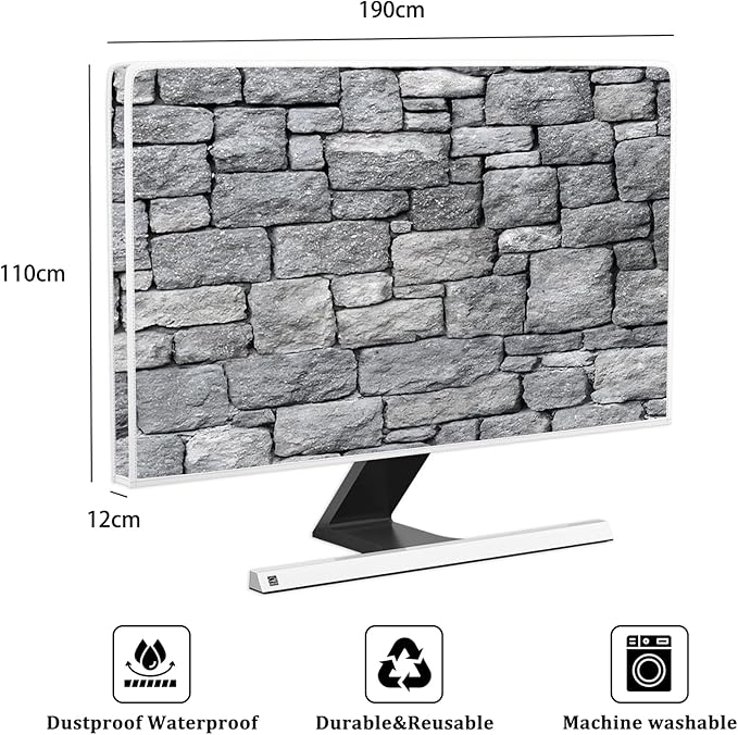 Gray Vintage Wall Waterproof Television Cover 80 Inch Anti-Static Dustproof Protective Full Body Cover for TV Screen Sleeve Compatible with Television LED LCD OLED TVs Protector