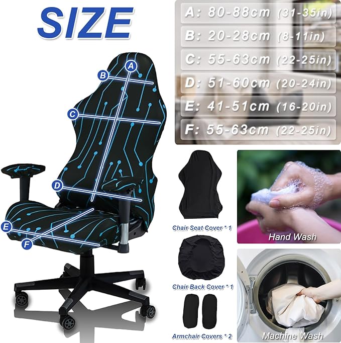 Gaming Chair Covers Slipcovers, 3D Printing Stretchable Elastic Computer Reclining Gaming Chair Seat Cover with Armrest Cover (No Chairs)(N)