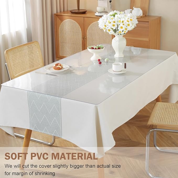 LovePads Clear Table Cover Protector, 28 x 48 Inch 2mm Thick Plastic Table Cover, Table Protector for Dining Room Table, Waterproof Dresser Cover Top for Kitchen, Coffee, Writing Desk