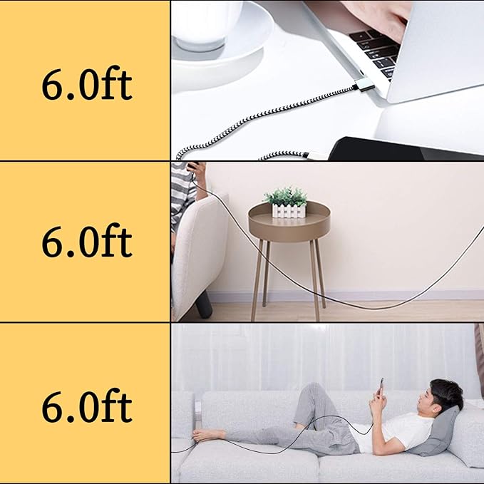QQLIKE USB Type c Cable, 5 Pack (6FT) Nylon Braided USB C Cables 3A Fast Charging Charger for Samsung Galaxy S9/S8 Note8/9 20 10 S21 S20 S10 Plus C Cord