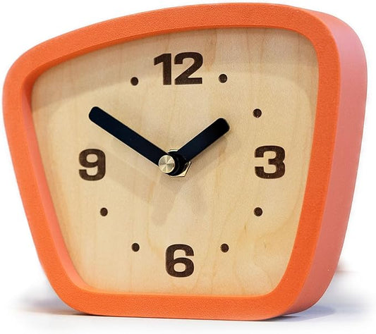 Handcrafted Mid-Century Modern Clock – Silent Movement for Desk, Table & Mantel, No-Ticking Analog MCM Decor | Made in USA