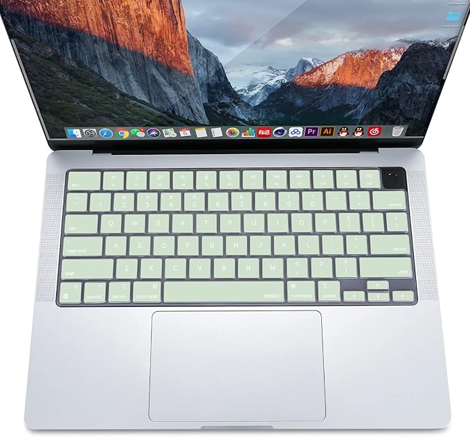 MOSISO Keyboard Cover Skin Compatible with MacBook Air 15 inch M3 A3114 M2 A2941/Air 13.6 A3113 A2681/Pro 14/16 M4 M3 M2 M1, Honeydew Green