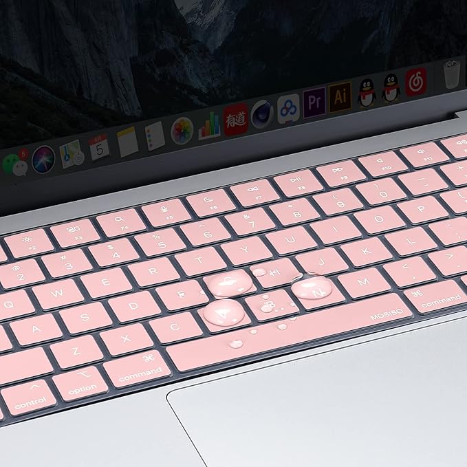MOSISO Keyboard Cover Skin Compatible with MacBook Air 15 inch M3 A3114 M2 A2941/Air 13.6 A3113 A2681/Pro 14/16 M4 M3 M2 M1, Rose Quartz