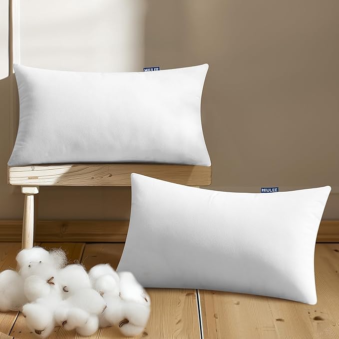 MIULEE Standard Size Set of 2 Throw Pillow Inserts, Nowoven Decorative Pillow Inserts for Living Room