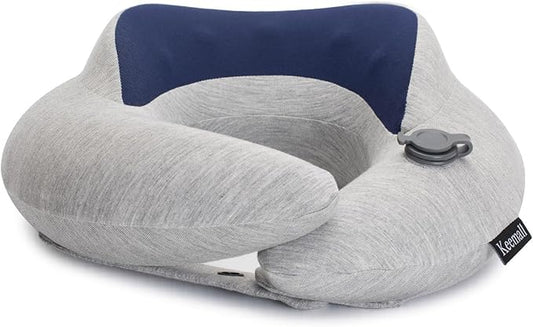 Keemall Inflatable Travel Pillow, Upgraded Travel Neck Pillow for Airplane Neck Support Sleeping - 3rd Generation, Double Comfort Plane Pillow - Portable Travel Essentials