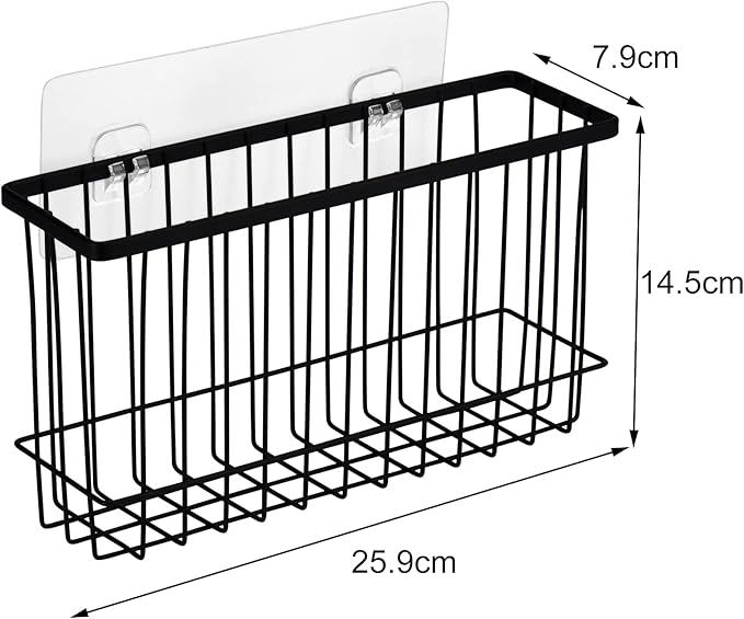 Toplife Wall Door Adhesive Kitchen Wrap Organizer Rack, No Drilling, Black, 2 Pack