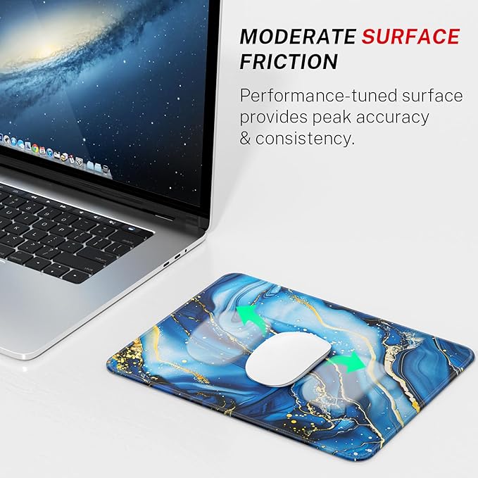 MROCO Mouse Pad [30% Larger] with Anti-Fray Stitched Edges, Premium-Textured Waterproof Surface, Non-Slip Rubber Base, Computer & Gaming Mouse Mat for Laptop, Office & Home, 8.5 x 11 in, Blue Marble