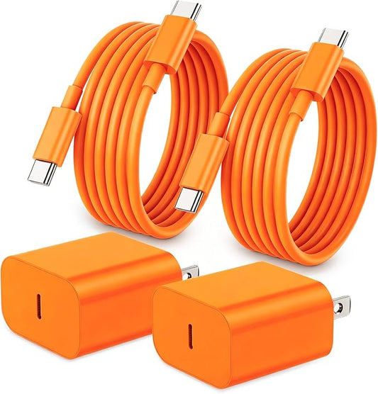 iPhone 17 16 15 Charger Fast Charging,2Pack 20W Apple iPad USB C Wall Chrager Block with 6FT USB C to C Cable for iPhone 17/Pro/Pro Max/17 Air/ 16/16 Pro/16 Pro Max/15/Plus/Pro/Pro Max (Orange)