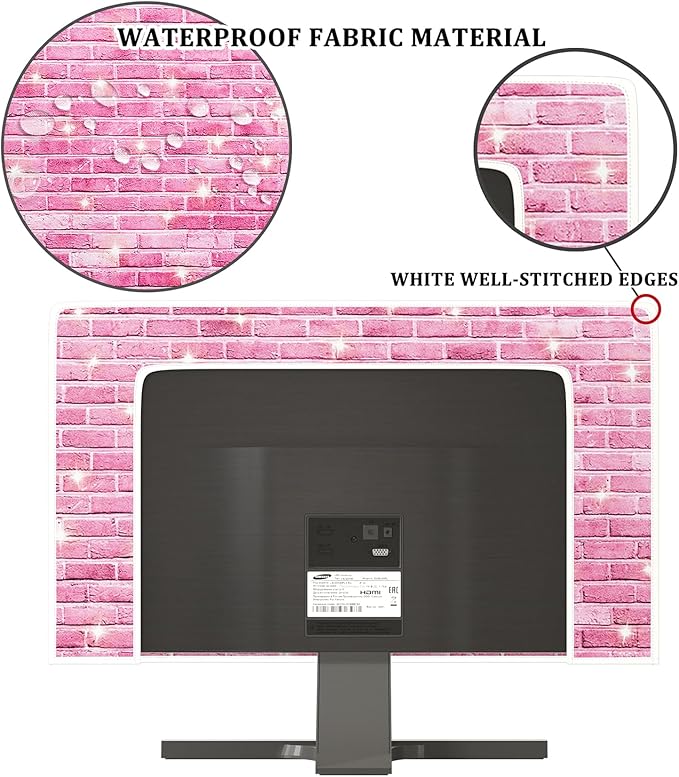 Pink Brick Wall with Star Waterproof 58,59,60 Inch TV Dust Cover Anti-Static Dustproof Anti-Scratch Protective Television Covers for Desktop TVs Hanging TV LED LCD OLED Protector