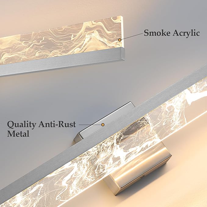 AIJIASI Bathroom Light Fixtures Over Mirror, 32 Inch Brushed Nickel Vanity Lights for Bathroom, 24W Dimmable LED Modern Vanity Lighting Fixtures for Living Room Paintings 3000K