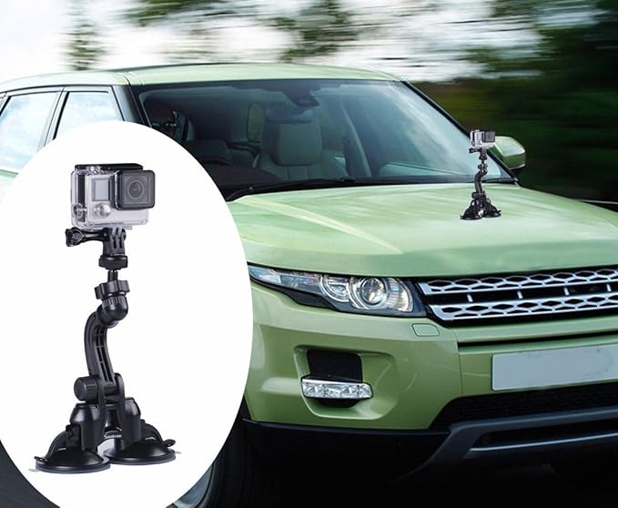 Smatree Double Suction Cup Mount, Car Mount Compatible for OSMO 360/Gopro hero 13/12/11/10/9/8/7/Max/6/5/4/3+/3, for DJI OSMO Action Camera 5 pro 4/3, Insta 360,Greater Suction Power (Updated Version)