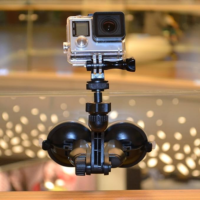 Smatree Double Suction Cup Mount, Car Mount Compatible for OSMO 360/Gopro hero 13/12/11/10/9/8/7/Max/6/5/4/3+/3, for DJI OSMO Action Camera 5 pro 4/3, Insta 360,Greater Suction Power (Updated Version)
