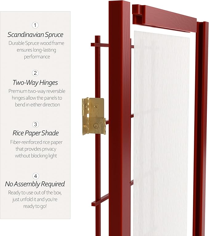 2 ft. Short Desktop Window Pane Shoji Screen - Rosewood - 3 Panels