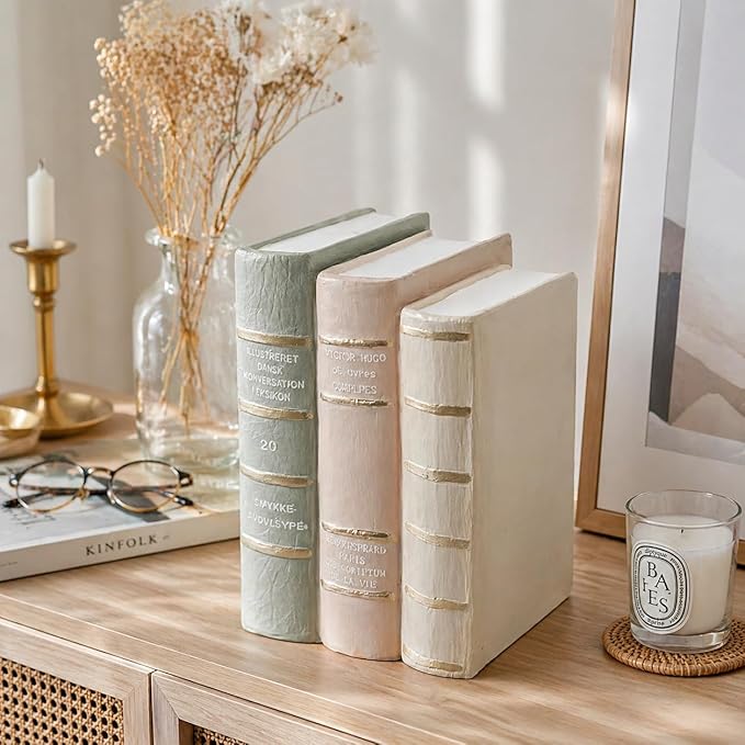 Decorative Bookends Coffee Table Books - Resin Fake Book Shelf Decor Home Decor Bookends Decorative Faux Book for Living Room Bedroom Bookshelf Office Gift 5.5 x 4.5 x 7.5 Inch DiliComing