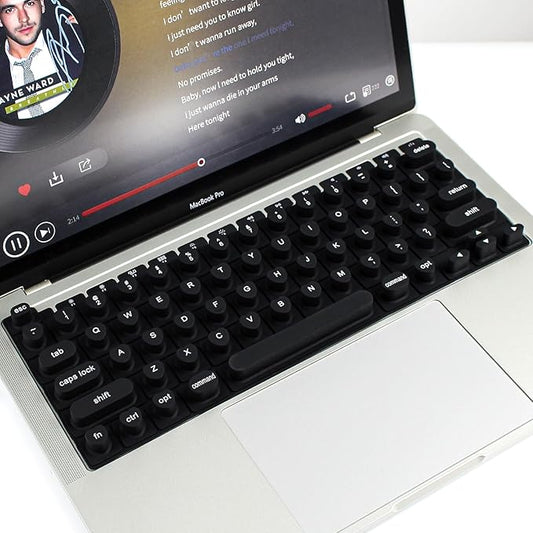 Keyboard Cover for Long Nails, Acrylic Gel Nails - Silicone Keyboard Protector Skin with Raised Keys for Typing and Gaming, Compatible with MacBook Pro/Air 13"/14"/15"/16" 2020-2025 (Black)