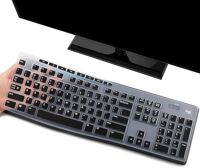 Keyboard Cover Skin Protector Fit Logitech MK275 MK270 Keyboard, Logitech K200 K260 K270 MK200 MK260 Ultra Thin Desktop PC Silicone Keyboard Cover-Black