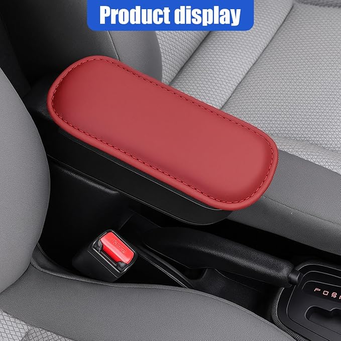 2PCS Car Door Armrest Pads, Soft Leather Memory Foam Car Arm Rest Cushion Pad for Elbow Leg and Knee Support, Universal Comfortable Auto Center Console Pillow for Most Vehicles (Red)