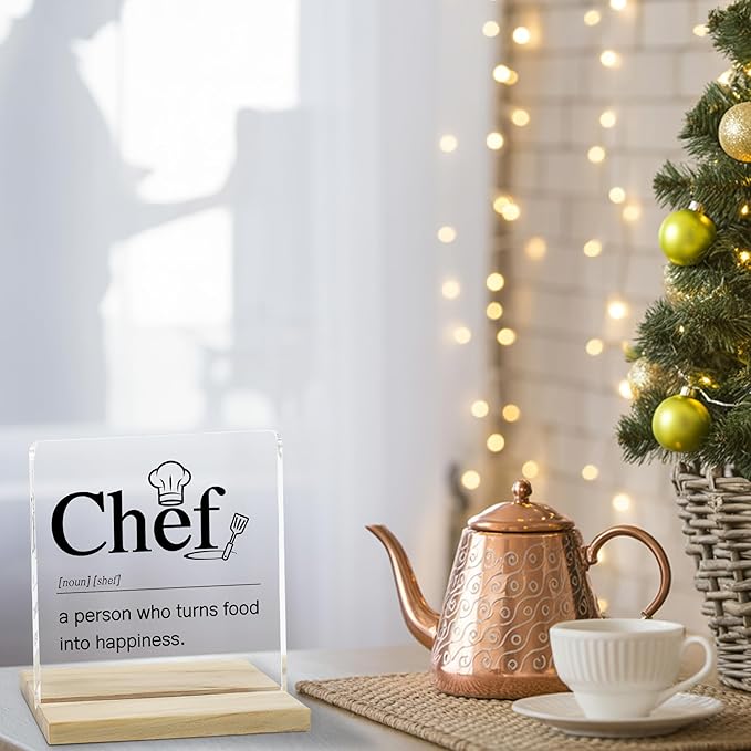 Chef Gift for Men Desk Decor Sign, Chef Appreciation Acrylic Plaque Gifts for Coworker