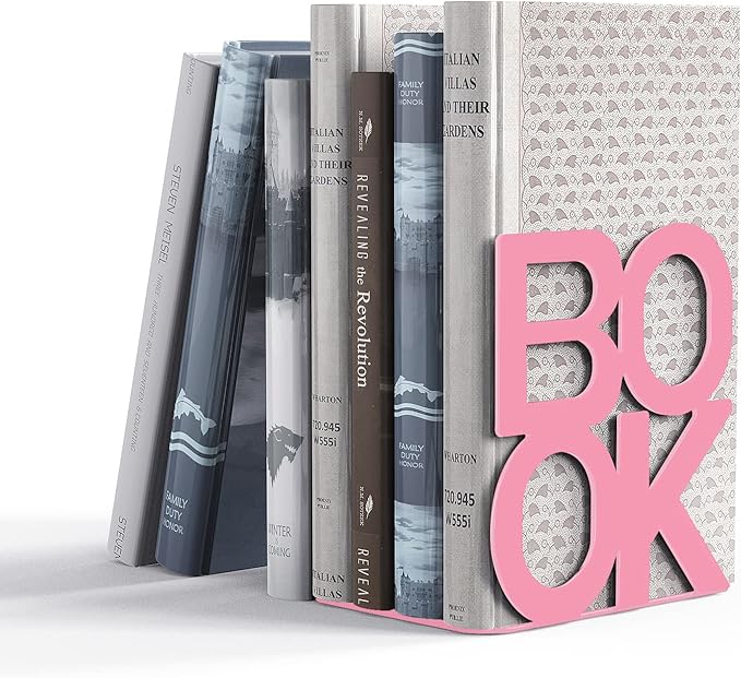 Book Ends - Decorative Metal Book Ends Supports for Bookrack Desk,Books, Unique Appearance Design,Heavy Duty