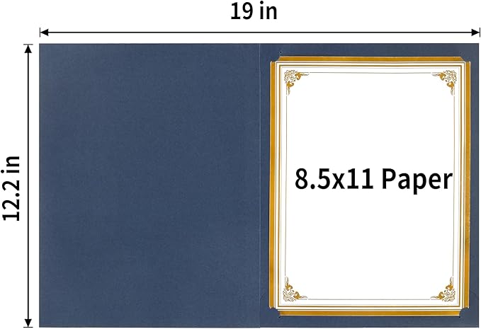 SUNEE Certificate Holders(Blue, 80 Packs, New Pattern), Diploma Covers Gold Foil Border, for Letter Size 8.5x11 Certificates, Cardstock, Document Papers
