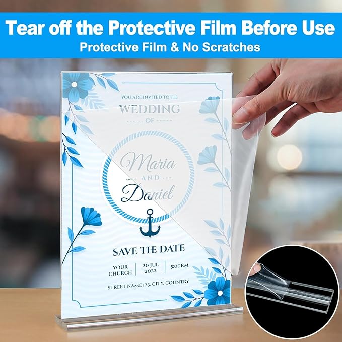EHWINE 16 Pack Acrylic Sign Holders 5x7 Double-Sided Tabletop Display Stands for Menus Flyers & Signs, Clear Acrylic Picture Frame for Office Business Store & Events