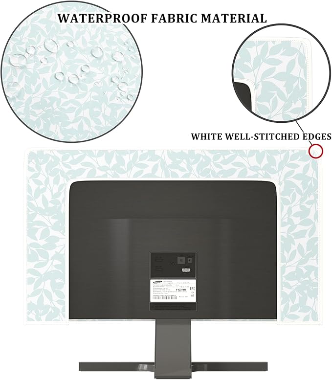 Vintage French Vines Waterproof 58,59,60 Inch TV Dust Cover Anti-Static Dustproof Botanical Cottagecore Plant Television Covers for LCD LED PC Desktop and Home Hanging TV，Blue Green