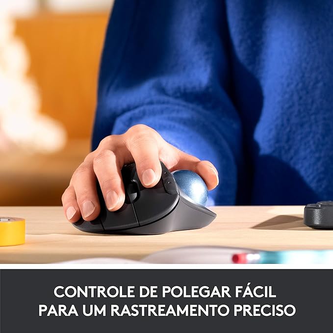 Logitech Ergo M575 Wireless Trackball, Ergonomic Comfort Design, Optical Wireless up to 33 feet 2000 DPI, Bluetooth Technology - 910-005869 (Black) (Renewed)