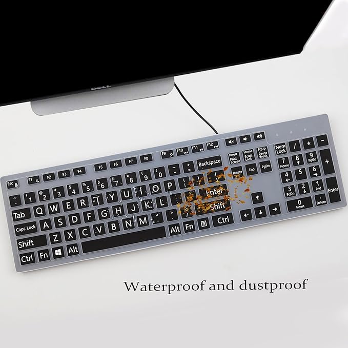 Keyboard Cover with Large Letters for Dell KB216 KB216p KB216d KM636 Keyboard/Dell Optiplex 5250 3050 3240 5460 7450 7050 /Dell Inspiron Desktop 24" 27" 5400 5490 7700 7790 3475 3670 3477