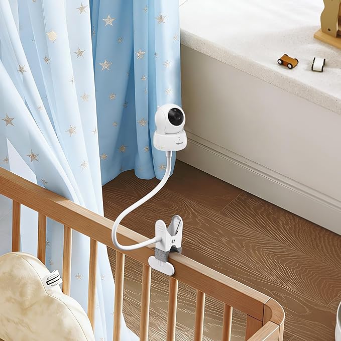 Flexible Baby Monitor Mount for VTech VM924/923, Universal Crib Camera Holder with Custom Adapter, Heavy Duty Gooseneck Nursery Stand, Twist-Lock C-Clamp No Drill Wall Shelf Attachment