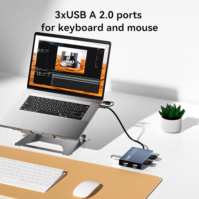 ACASIS USB C to Dual HDMI DisplayLink Adapter, 4K@60Hz, 2 HDMI & 3 USB-A Ports, 100W PD Charging, USB C DisplayLink Docking Station for Mac M1/M2/M3/M4/M5/Neo/Windows,USB A/C to Dual Monitor Adapter
