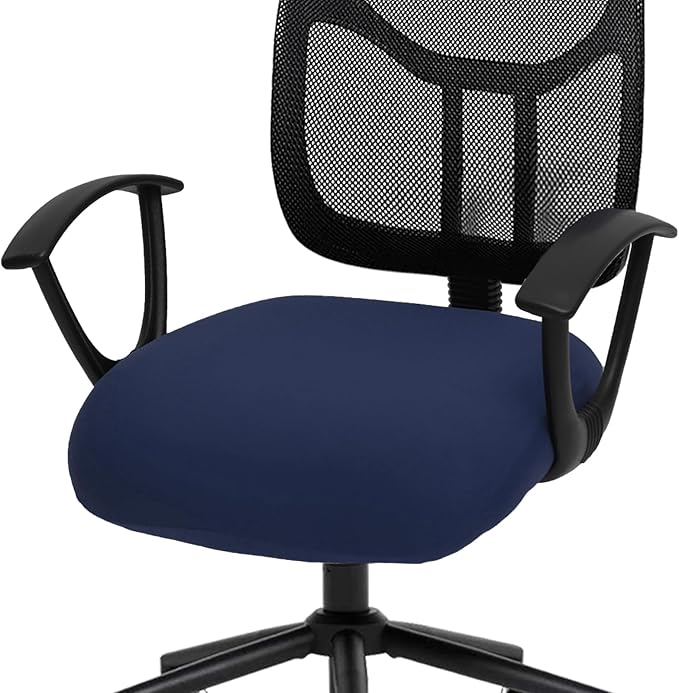 DIVA EN CAMINO DEC Stretchable Desk Office Chair Seat Cushion Covers - Universal Spandex Computer Chair Slipcover - Removable Washable Cushion Protectors for Dogs, Cats, Pets (Navy)