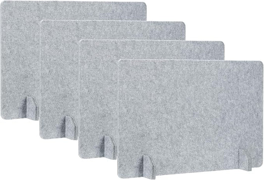 PATIKIL Desk Dividers 24" x 16", 4 Pack Desk Privacy Panel Freestanding Noise Reducing Partition Acoustic Panel with 4Pcs Support Feet for Testing Office Home Library, Cement Gray Style C
