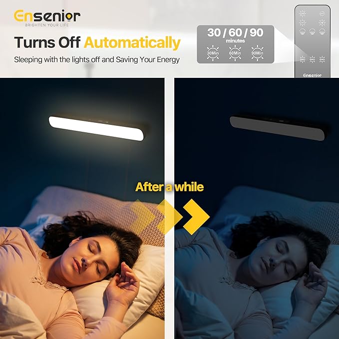 Ensenior Makeup Light, 14 inch Rechargeable Vanity Lights for Mirror with Auto Off Timer Remote Magnetic Stepless Dimming 3CCT 2500mAh Battery, Under Cabinet Lighting Wireless for Kitchen, 2 Pack