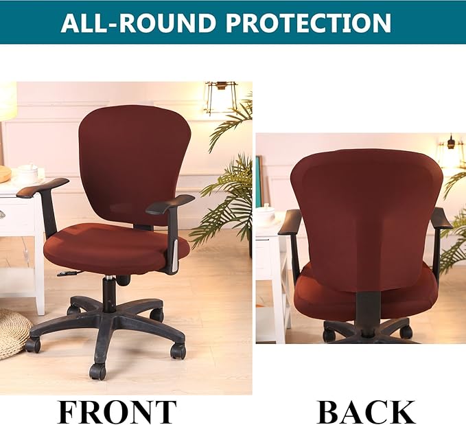 Office Computer Chair Cover Stretch Universal Jacquard Seat Slipcover 2 Piece for Desk Rotating Armless Chair, Removable Washable Anti-dust Chair