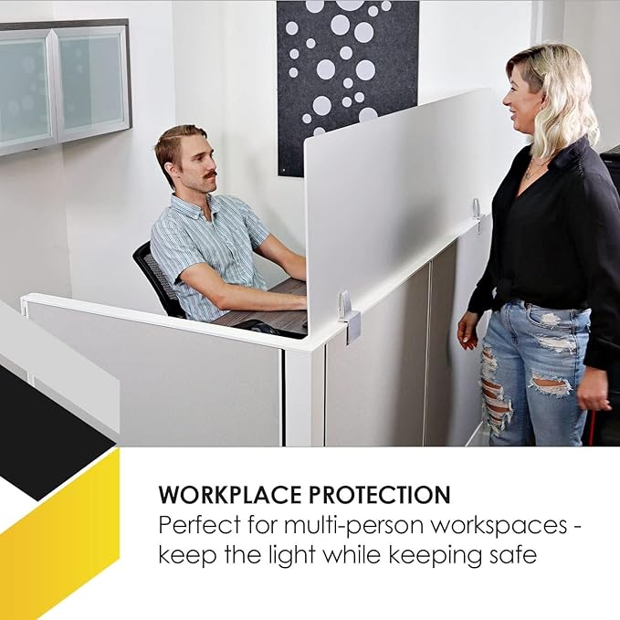 OBEX Acrylic Mounted Large Brackets Quality Desk Privacy Panel & Divider for Your Office Cubicle-Increase Separation & Improve Productivity (Frosted, 18"W X 72"H)