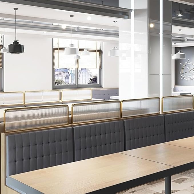 Countertop Low Fence Divide, Restaurant Decorative Partitions Grille,Dividers for Dining Areas,Gold Stainless Steels Frame Tempered Glass Panel, for Office, Restaurant, Hotel Bar (39.4 * 11.8IN)