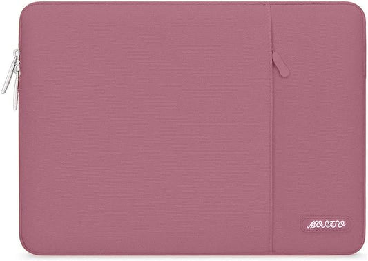 MOSISO Laptop Case 13.3 inch, 13-13.3 inch Laptop Sleeve Compatible with MacBook Air/Pro 13/Pro 14 M5 M4 M3 M2 M1, HP Dell ASUS Lenovo,Polyester Vertical Computer Sleeve Bag with Pocket, Dusty Rose